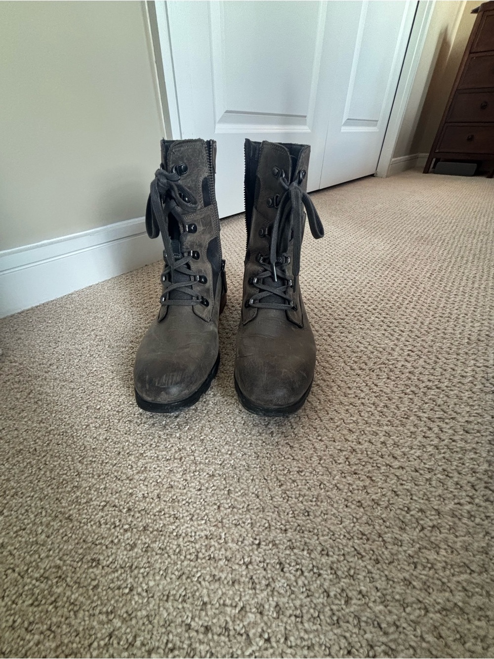 Sorel Women's Gray Combat Moto Boots